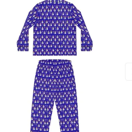 Love Christmas Pajamas Set - Blue Snowman Print Long Sleeve Top & Matching Bottoms for Cozy Nights