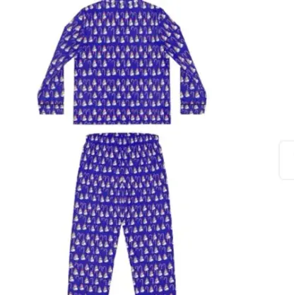 Love Christmas Pajamas Set - Blue Snowman Print Long Sleeve Top & Matching Bottoms for Cozy Nights
