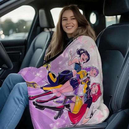 K-Pop Demon Hunter Flannel Blanket Set, Soft Multi-Purpose Printed Throw for Sofa Bed Office Home Decor, Perfect Gift for Kpop Fans, Cartoon Pattern BlanketChristmas Gift,Gift for kids,Birthday Gift, Cozy & Soft