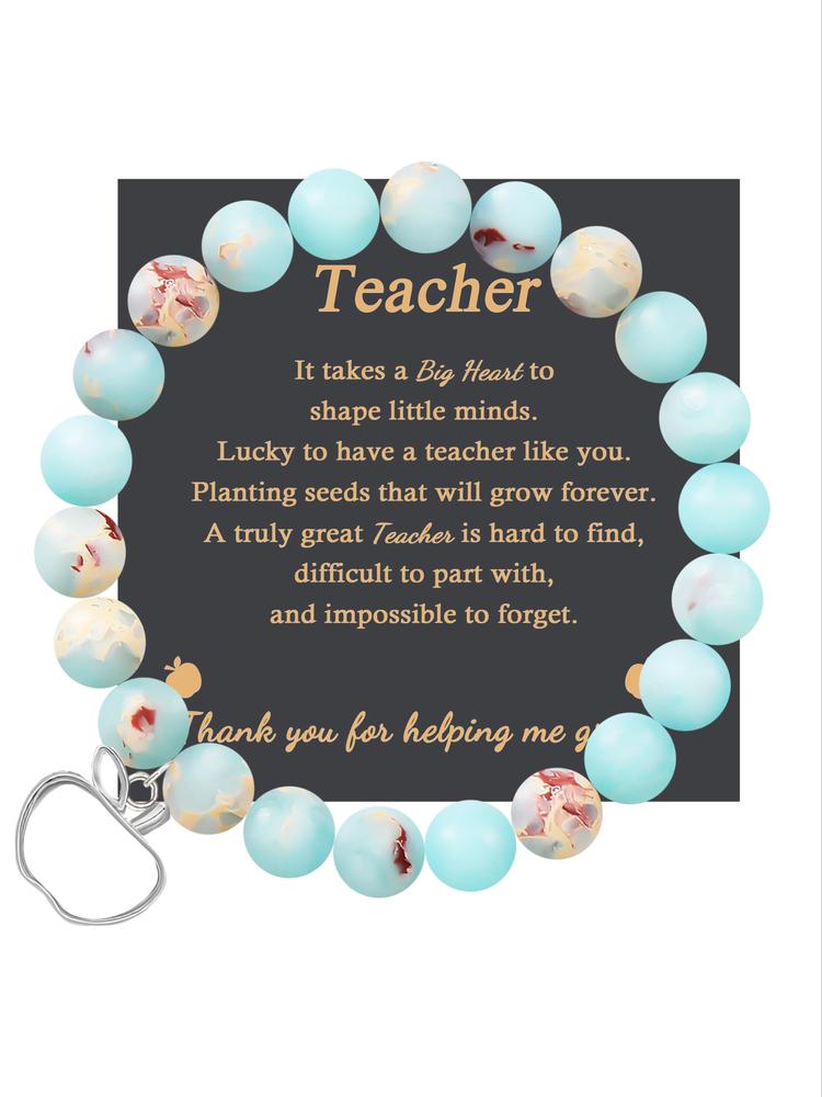 1PC Teacher's Day Gift Bracelet for Men and Women, Perfect Valentine's Jewelry with Adjustable Beads, Includes Gift Message Card for Thoughtful Teacher Gift Ideas