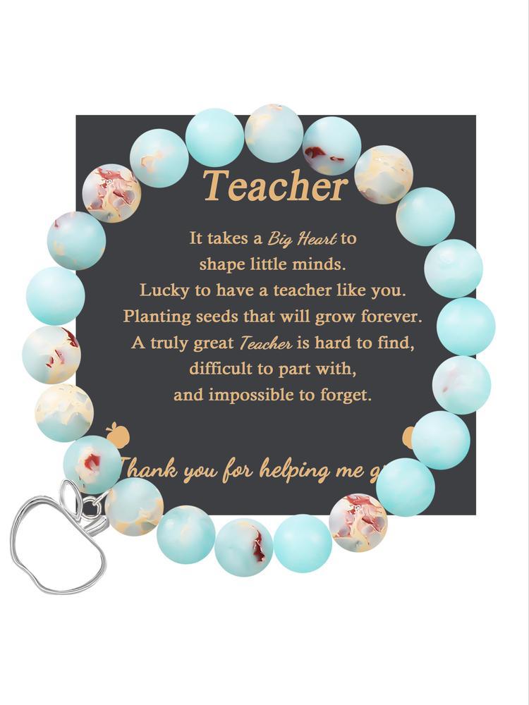1PC Teacher's Day Gift Bracelet for Men and Women, Perfect Valentine's Jewelry with Adjustable Beads, Includes Gift Message Card for Thoughtful Teacher Gift Ideas