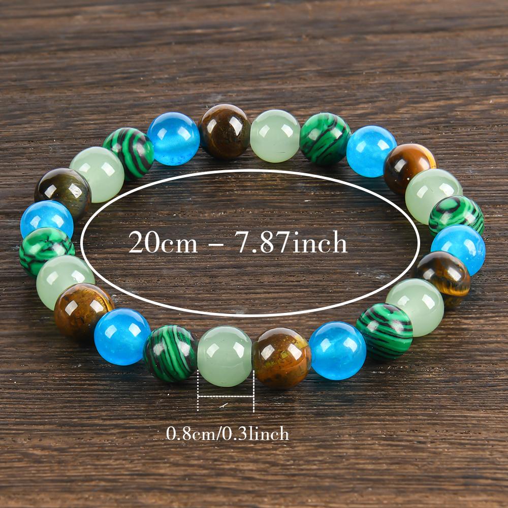 ARPURRAINA Money Attraction Bracelet Stretch Jewelry with Tiger Eye and Malachite Gemstones, blue friendship bracelet unity  bracelet beaded  jewelry protection bracelet encouragement gift fashion artificial Colorblock Beaded Crystal Bracelet