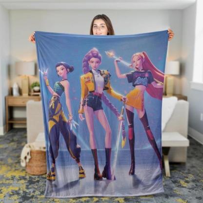 Kpop Demon Hunter Huntrix Blanket, Kpop Fun Gift, Cozy K-Pop Demon Hunters Huntrix Blanket, Anime Inspired, Huntrix Inspired Blanket PAN003,Zoey,Mira,Rumi,Huntrix,Sajaboys,Gift For Kids, Gift For Men & Women, K-POP Demon Hunters Merch
