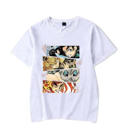 Hot Anime Demon Slayer Series Printed T-shirt Women Men Harajuku Casual Oversize Fashion O-Neck Short Sleeve Unisex Top Tshirt Womenswear Streetwear Summer Crewneck