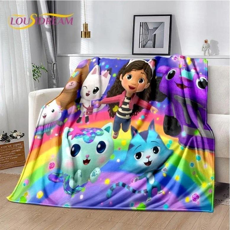 Cartoon Cute Gabbys Dollhouse Girl Soft Blankets,Keep Warm Throw Blanket Comfortable Blanket For Picnic Beds Sofa Home BedroomFlannel BlanketGift For Men & Women, Gift For Kids, Birthday Gift,Christmas,Halloween Blanket
