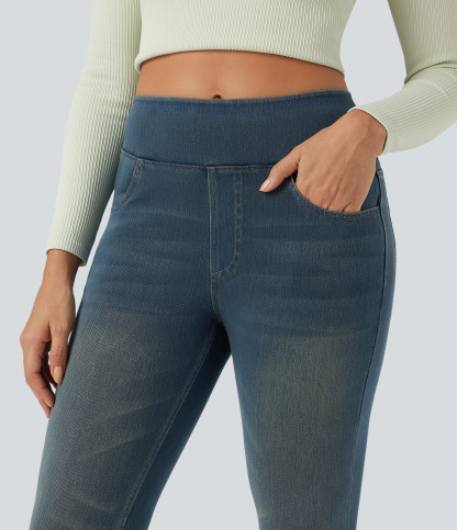 FlexHigh Waisted Pockets Denim Casual Leggings