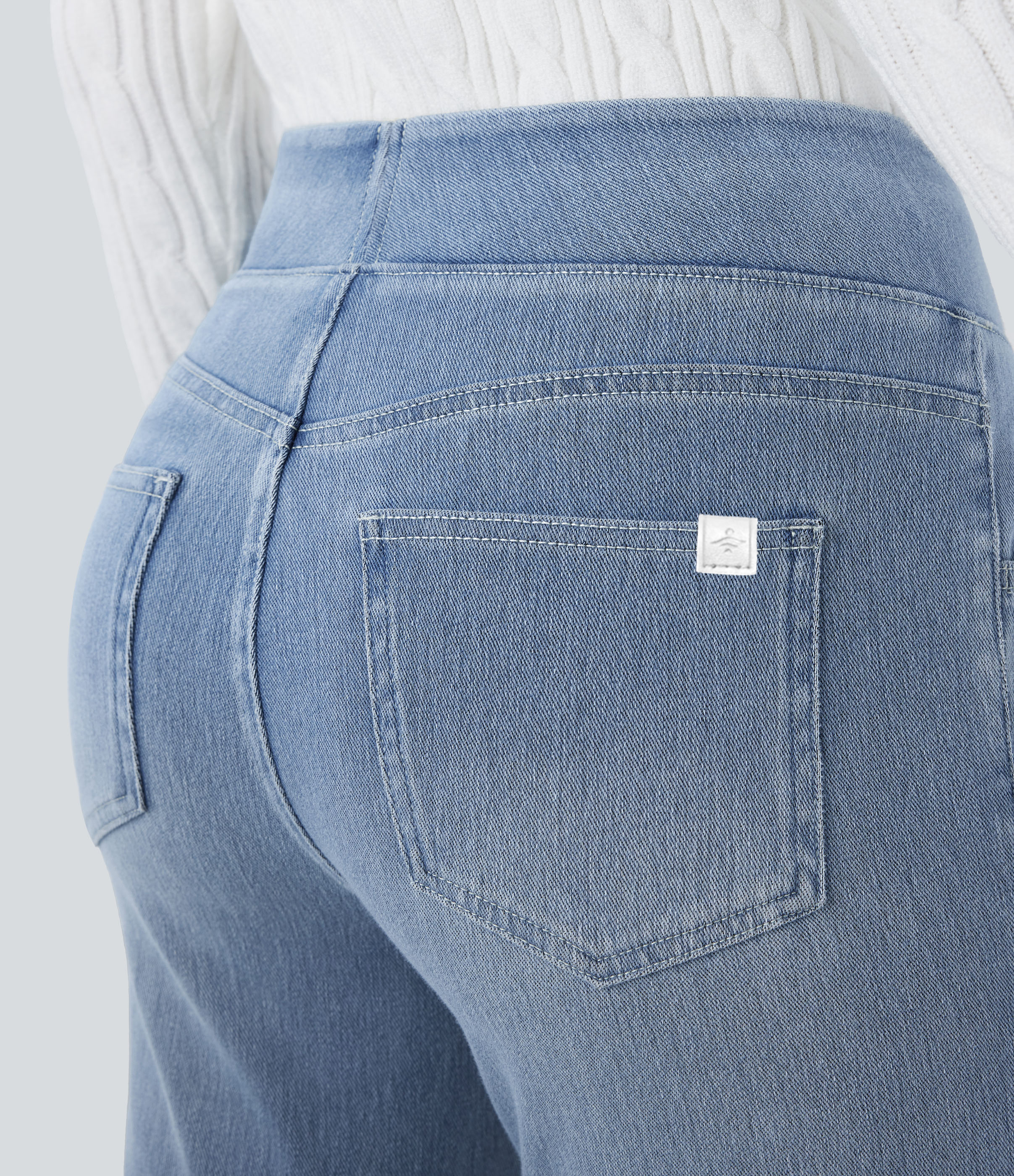 FlexHigh Waisted Pockets Washed Casual Bootcut Jeans