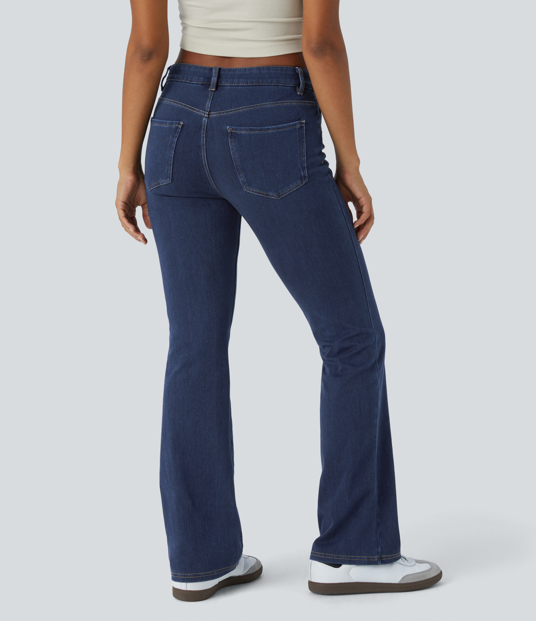 FlexMid Rise Pockets Casual Bootcut Jeans