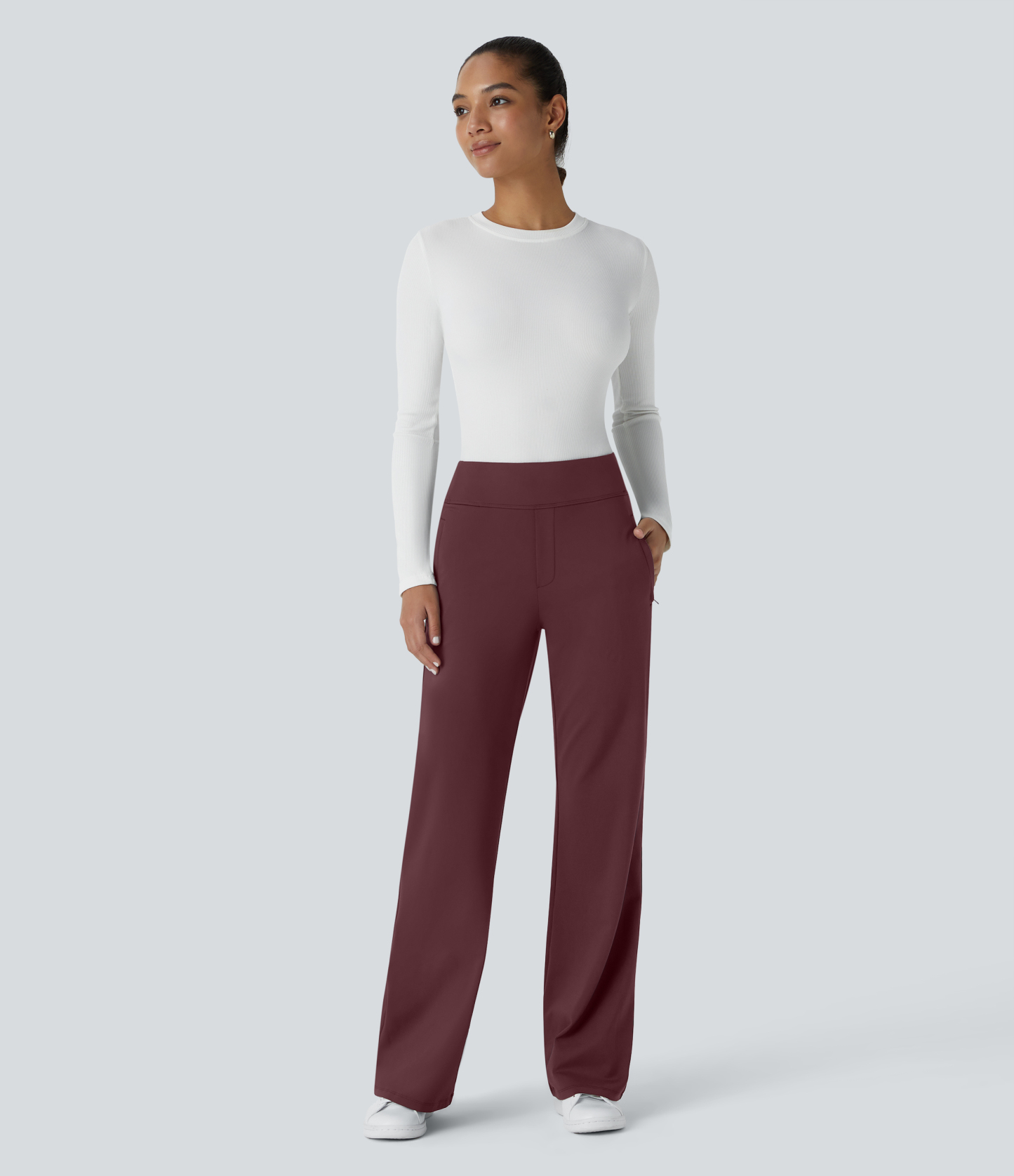 FlexMid Rise Side Zipper Pocket Work Flare Pants