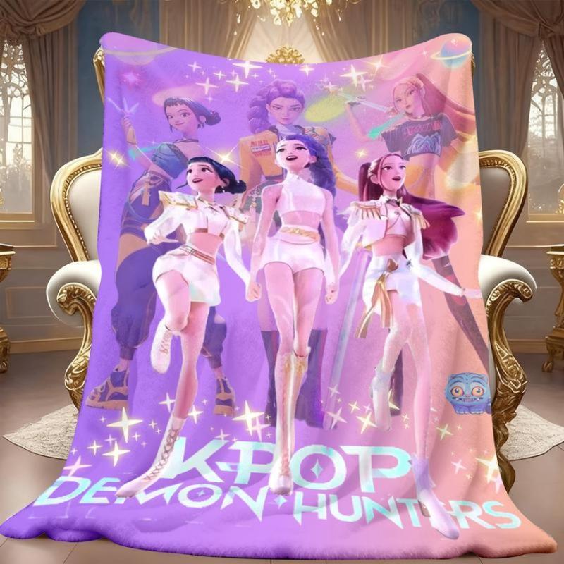 K-Pop Demon Hunters Dream Blanket Soft Warm Throw For Fans Women Girls & Kid Perfect Gift For Decor Daily Rest Ideal For Living Room Sofa Christmas Halloween Birthday Gift,Zoey,Ruimi,MiRa,Jinu,Huntrix,Kpop Demon Hunters Merch, Christmas Gift
