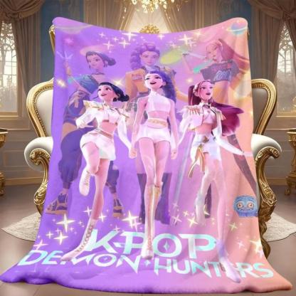 K-Pop Demon Hunters Dream Blanket Soft Warm Throw For Fans Women Girls & Kid Perfect Gift For Decor Daily Rest Ideal For Living Room Sofa Christmas Halloween Birthday Gift,Zoey,Ruimi,MiRa,Jinu,Huntrix,Kpop Demon Hunters Merch, Christmas Gift