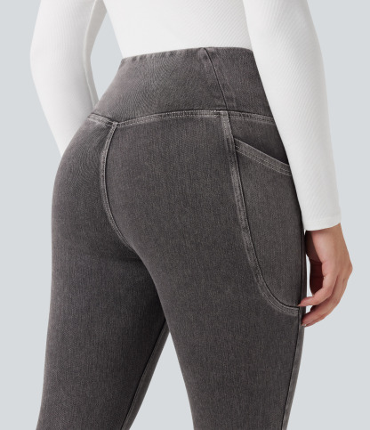 FlexCrossover Pocket Washed Denim Work Leggings