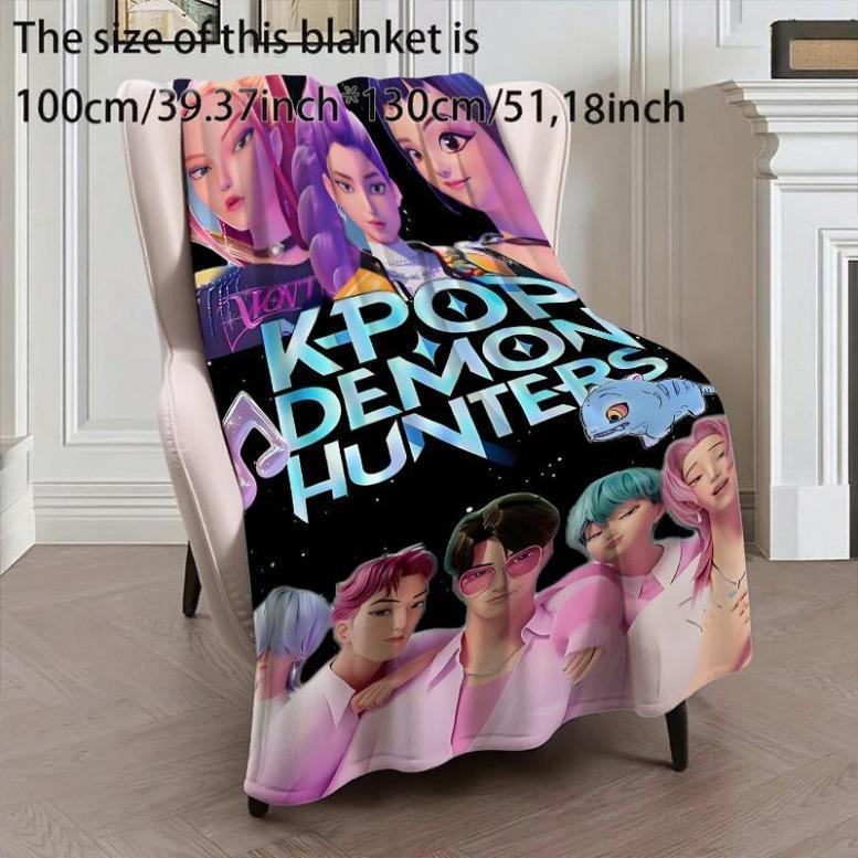 Cartoon Anime Character Blanket, Home Decor Throw, Office Nap Blanket, Sofa Blanket, Best Gift For Friends And Family,Zoey,Mira,Rumi,Huntrix,Sajaboys,Gift For Kids, Gift For Men & Women, K-POP Demon Hunters Merch