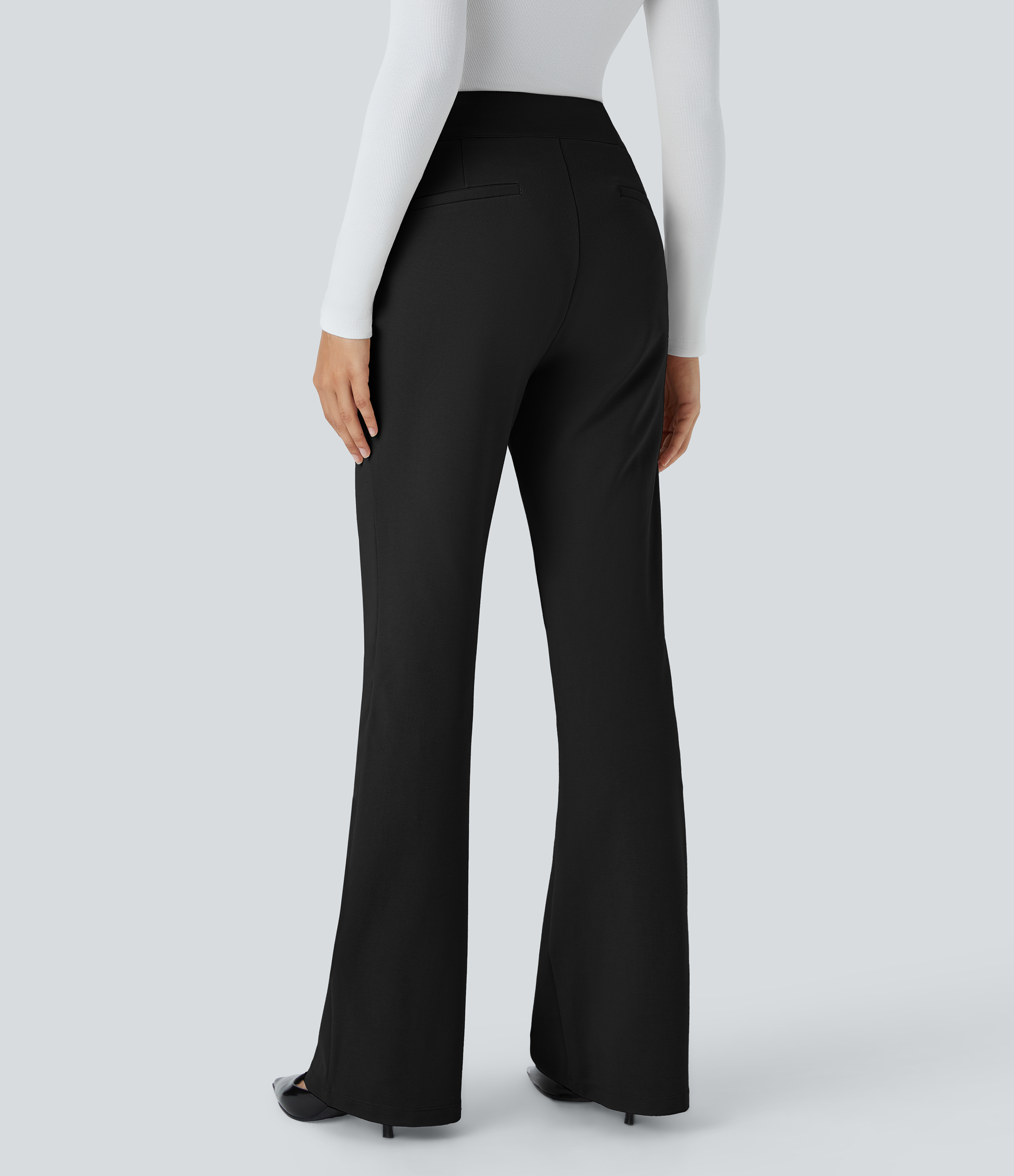 FlexHigh Waisted Zipper Pocket Slim Fit Work Pants