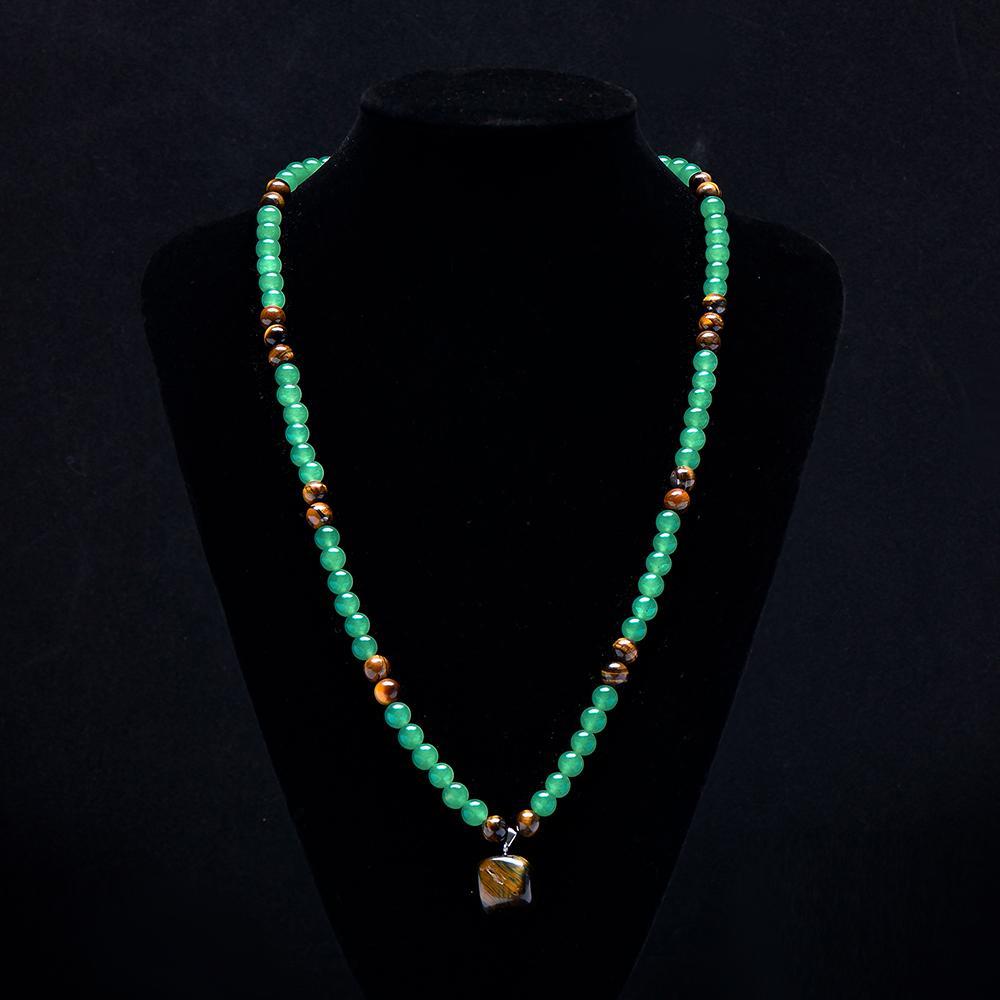ARPURRAINA Money Attraction Necklace With GreenAventurine & Tiger Eye  Pendant Healing Crystal Stone ,Anniversary, Vacation &Theme Parties Jewelry Charms Abundance Crystal bracelet,Long Chain,Sweater chain,Ideal Gift Jewelry for Men and Women