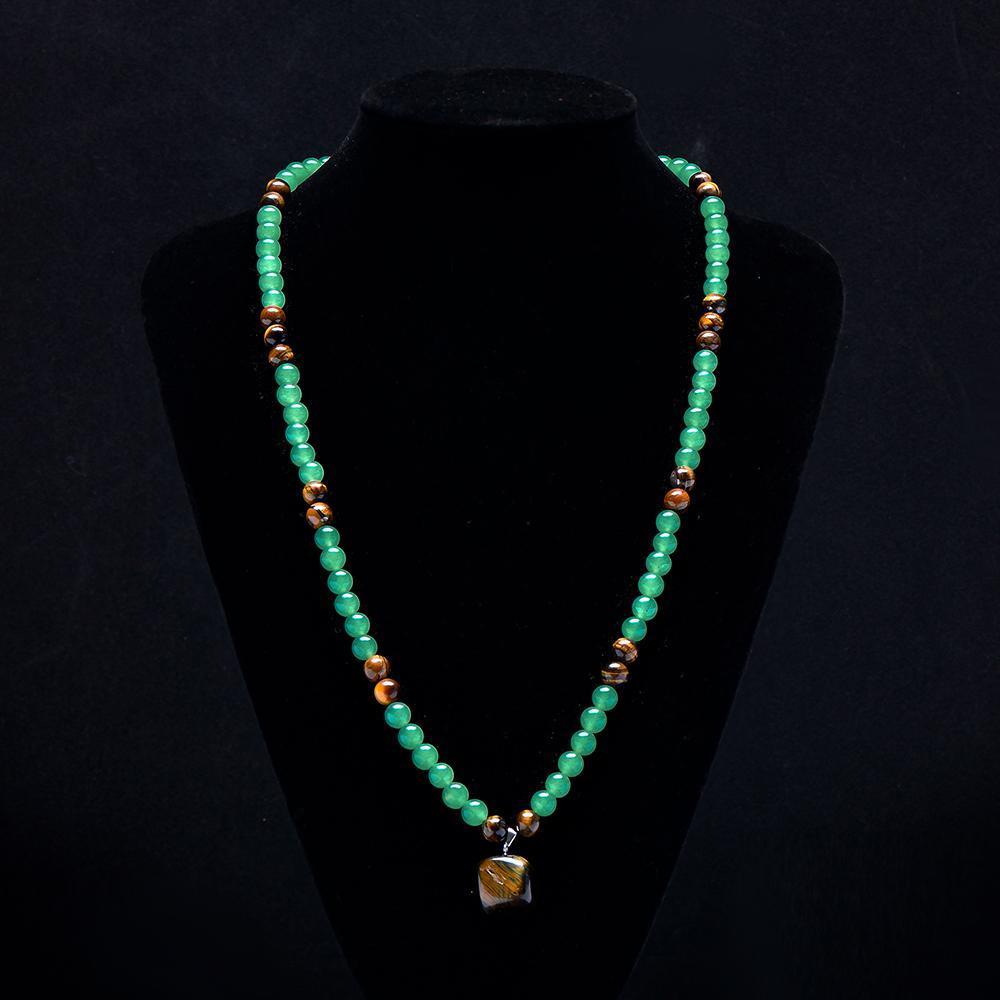 ARPURRAINA Money Attraction Necklace With GreenAventurine & Tiger Eye  Pendant Healing Crystal Stone ,Anniversary, Vacation &Theme Parties Jewelry Charms Abundance Crystal bracelet,Long Chain,Sweater chain,Ideal Gift Jewelry for Men and Women