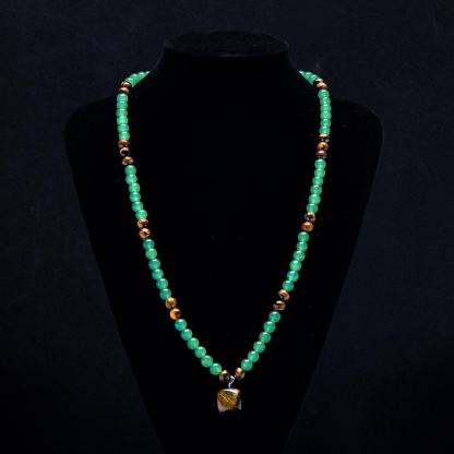 ARPURRAINA Money Attraction Necklace With GreenAventurine & Tiger Eye  Pendant Healing Crystal Stone ,Anniversary, Vacation &Theme Parties Jewelry Charms Abundance Crystal bracelet,Long Chain,Sweater chain,Ideal Gift Jewelry for Men and Women