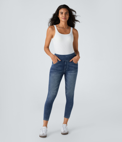 FlexHigh Waisted Pockets Denim Casual Leggings