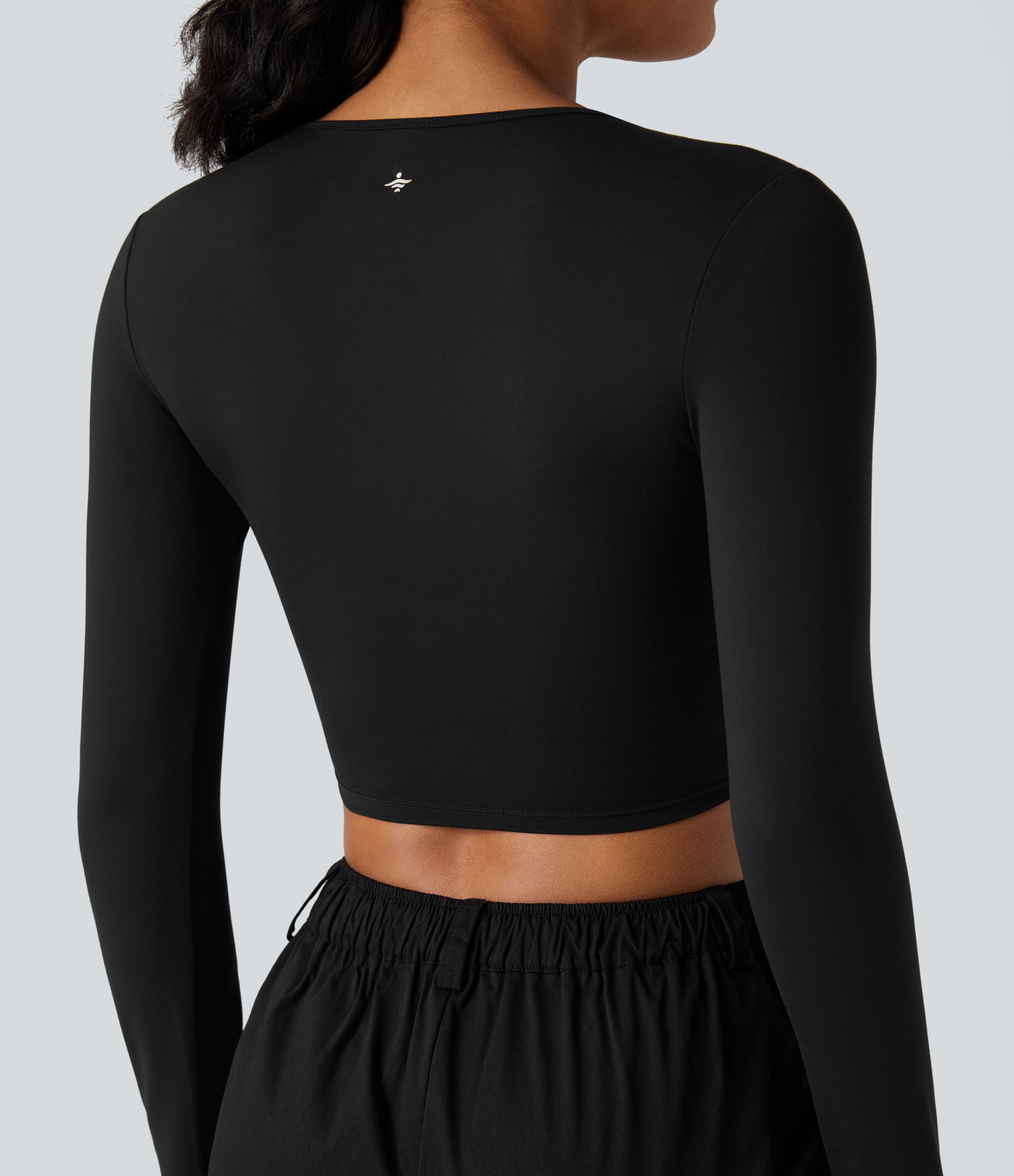 SoftlyZeroPlush Deep V-neck Long Sleeve Twisted Cropped Yoga Sports Top