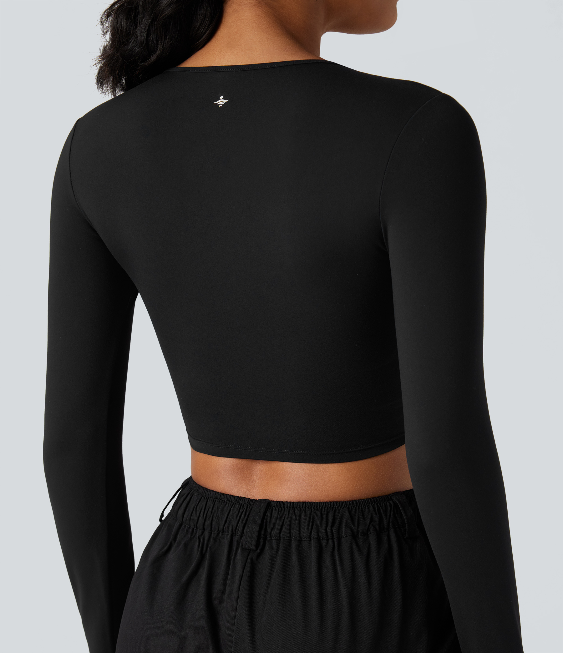 SoftlyZeroPlush Deep V-neck Long Sleeve Twisted Cropped Yoga Sports Top