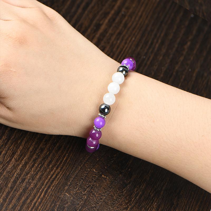 help sleep Purple Crystal Bead Elastic Bracelet - Perfect Gift for Men And Women, Brings Serenity8 Luck -Sparkling Faux Crystal Jewelry, Infused with Prosperity Energy