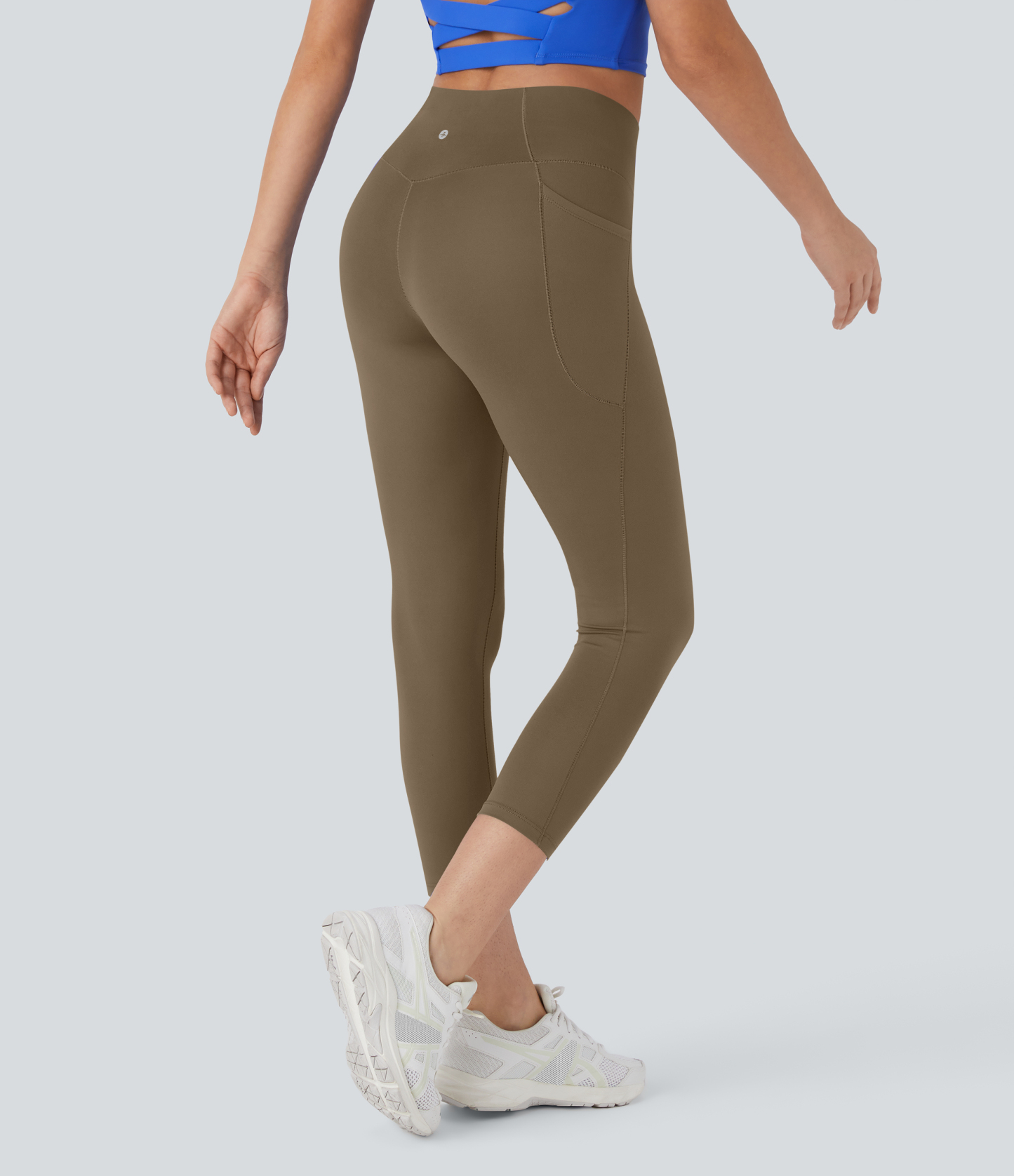 SoftlyZeroHigh Waisted Crossover Pocket Capri Yoga Leggings-UPF50+