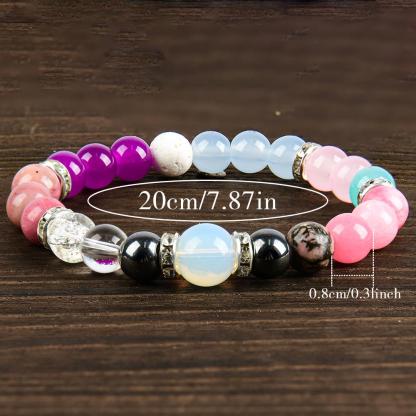 Handmade Crystal Bracelet - Rose Quartz, Tiger's Eye Stone And Mixed Gemstones, Boho Chic Cute Elastic Jewelry, April Birthday Stone, Perfect For Everyday Wear And Gift Giving, Empath Protection, Infused With Prosperous Energy