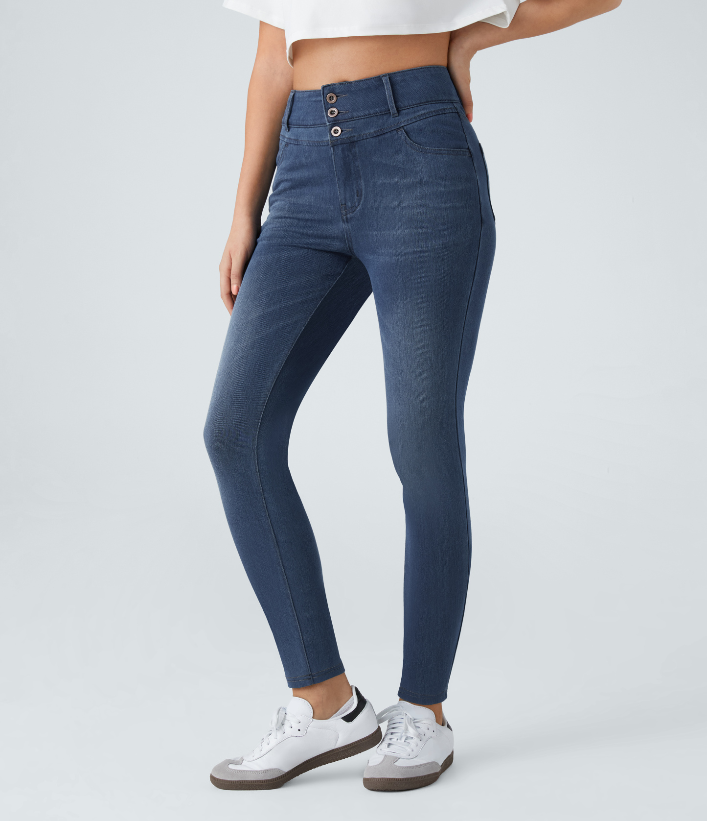FlexHigh Waisted Zipper Pockets Casual Skinny Jeans