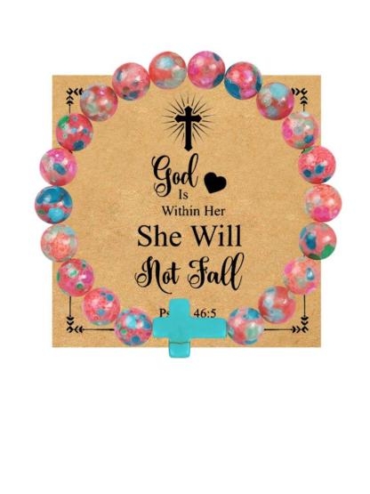 1PC Christian Christmas Gift Idea - Blue Cross Charm Bible Verse Bracelet for Bible Study, Baptism Gift for Teens, Women, Men | Inspirational Faith Jewelry