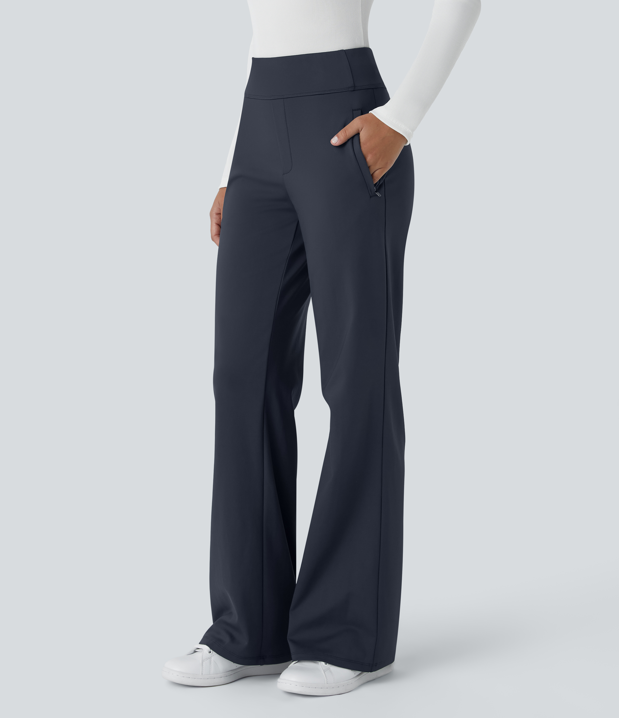 FlexMid Rise Side Zipper Pocket Work Flare Pants