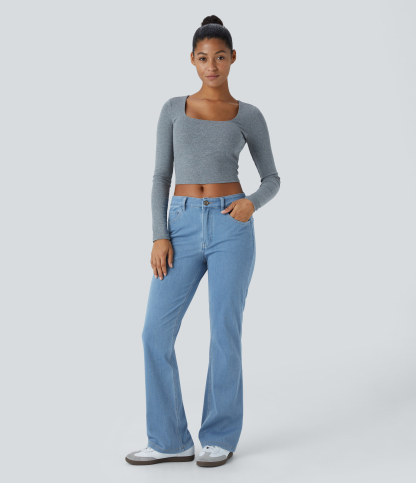 FlexMid Rise Pockets Casual Bootcut Jeans