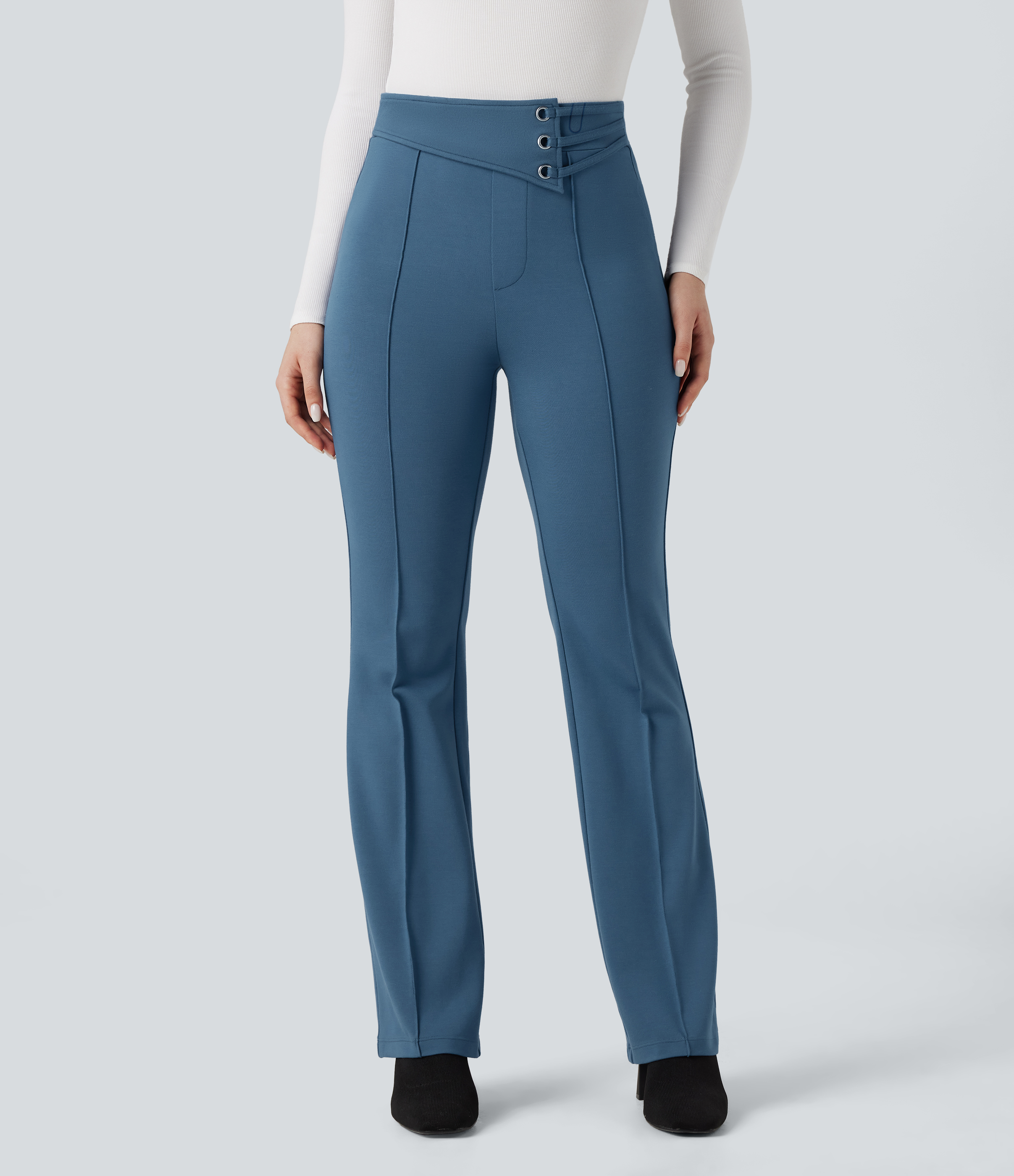 FlexHigh-waisted Work Flare Pants with Pockets