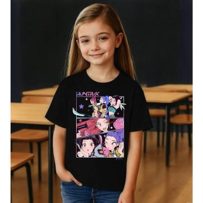 Kids Hunt-rix K-pop Demon Hunters Shirt T-Shirts Short Sleeve,Sa-ja Boy Unisex Graphic Tshirt Tees Tops,Kpop Fan Shirts Gift,Casual Soft Breathable Lightweight Tee Shirt for Boys Girls