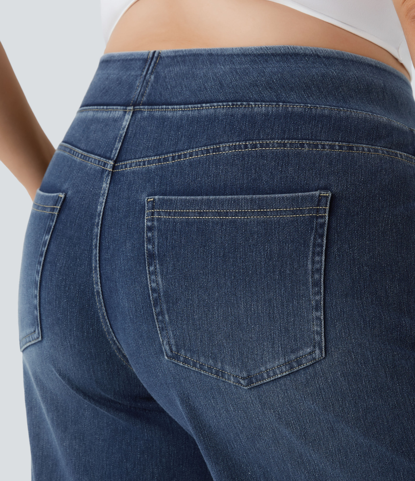 FlexHigh Waisted Pockets Baggy Wide Leg Washed Casual Plus Size Jeans