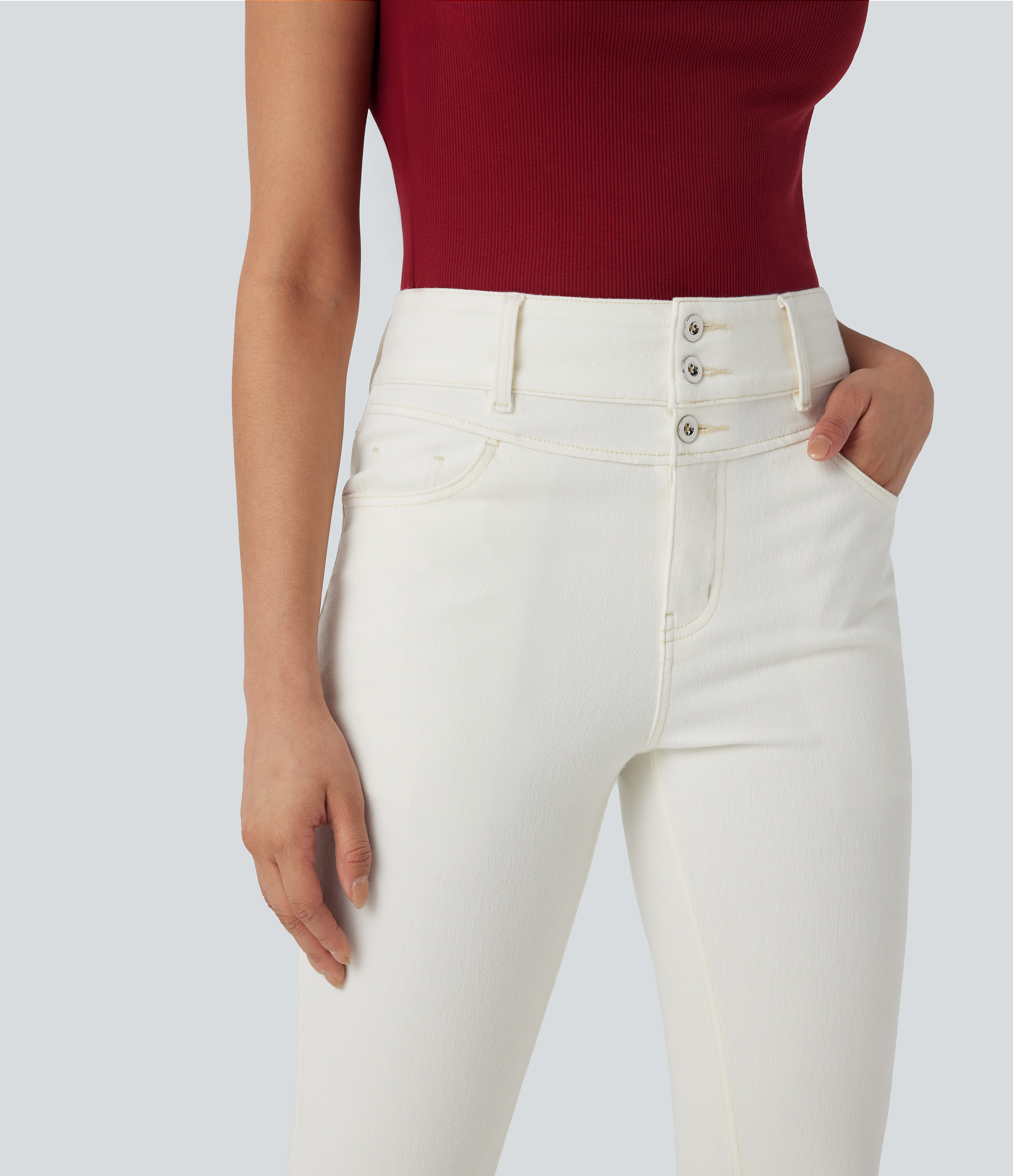 FlexHigh Waisted Zipper Pockets Casual Skinny Jeans