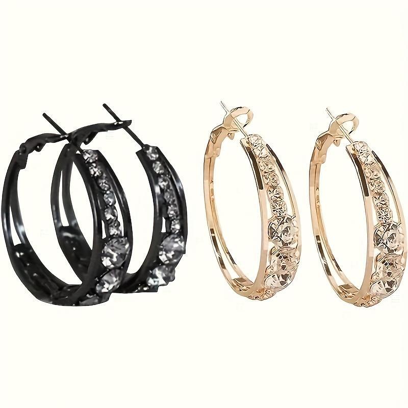 Delicate Round Earrings - Large, Dazzling, Elegant Jewelry Accessory For Everyday, Party Occasions, Alloy Material, No Plating, Perfect Gift Modern Glamour Clean