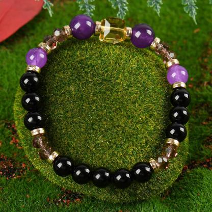 ARPURRAINA Money Attraction Prosperity & Wealth Beaded Bracelet 5.9-7.87" Citrine Stones Empathy Protection Elegant Minimalist Trendy Stack Bangle birthday gift