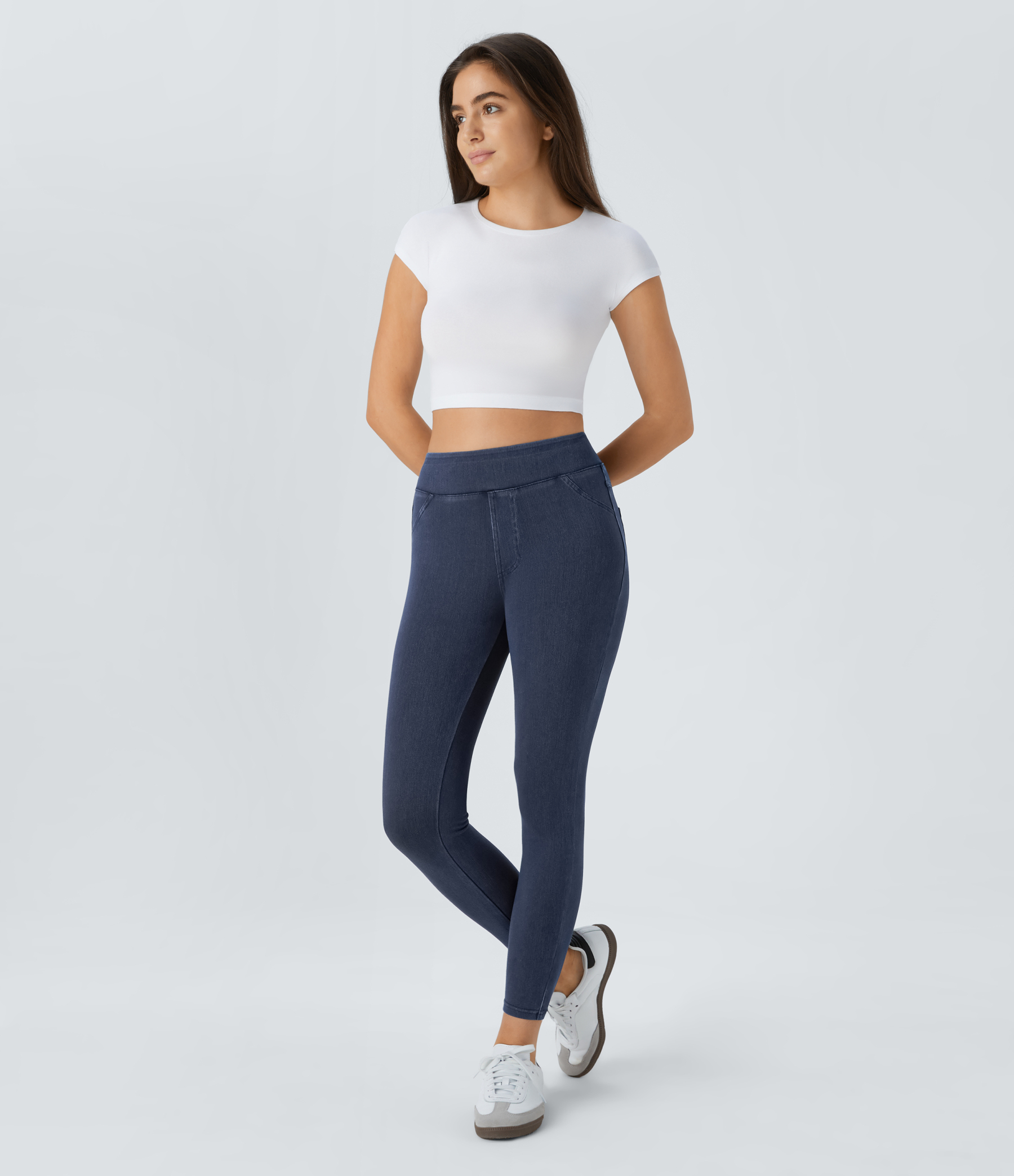 FlexHigh Waisted Pocket Denim Casual Leggings