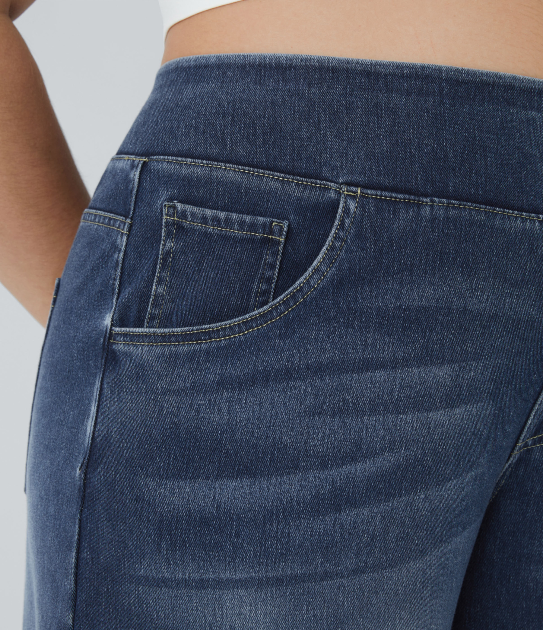 FlexHigh Waisted Pockets Baggy Wide Leg Washed Casual Plus Size Jeans