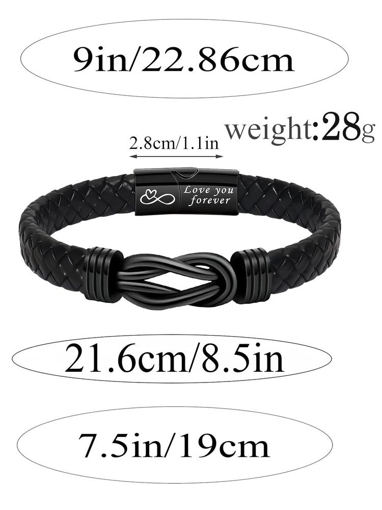 1PC Christmas Gift for Dad Son Boyfriend Husband Uncle Man, Stylish Black Men's Braided Bracelet with Magnetic Clasp, Perfect for Party and Holiday Gifts
