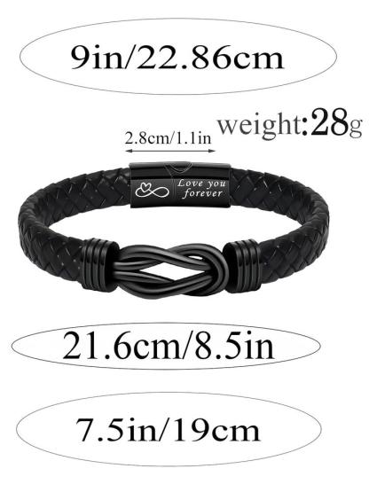 1PC Christmas Gift for Dad Son Boyfriend Husband Uncle Man, Stylish Black Men's Braided Bracelet with Magnetic Clasp, Perfect for Party and Holiday Gifts