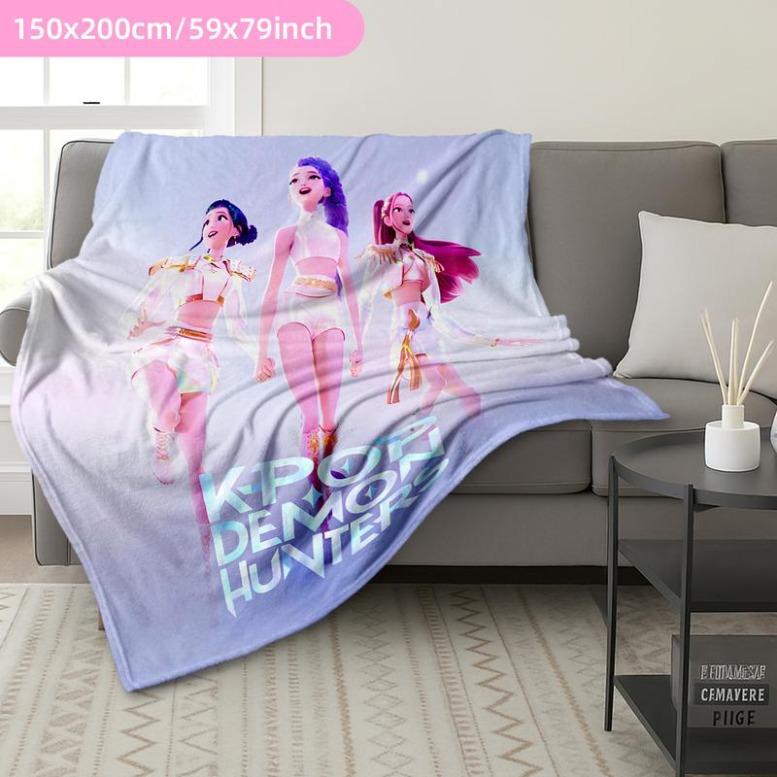 K-Pop Demon Hunter Poster Blanket, Soft Flannel Shawl, Design, Home Office Camping Sofa Bed Cover, Netflix Fan Gift,Zoey Rumi Mira, Gift For Men & Women & Kids, K-Pop Demon Hunters Blankets
