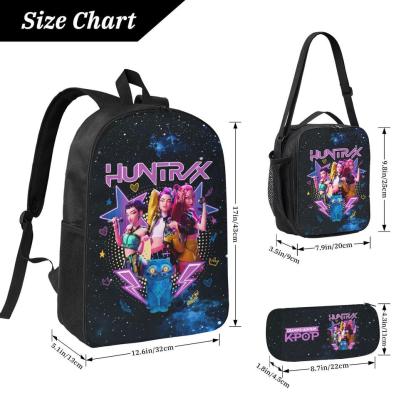 Huntrix K POP School Backpack SAJA BOYS Bags 3PCS Sets for Teens Adults Lightweight Bookbag with Lunch Bag Pencil Case for Middle High School College Students