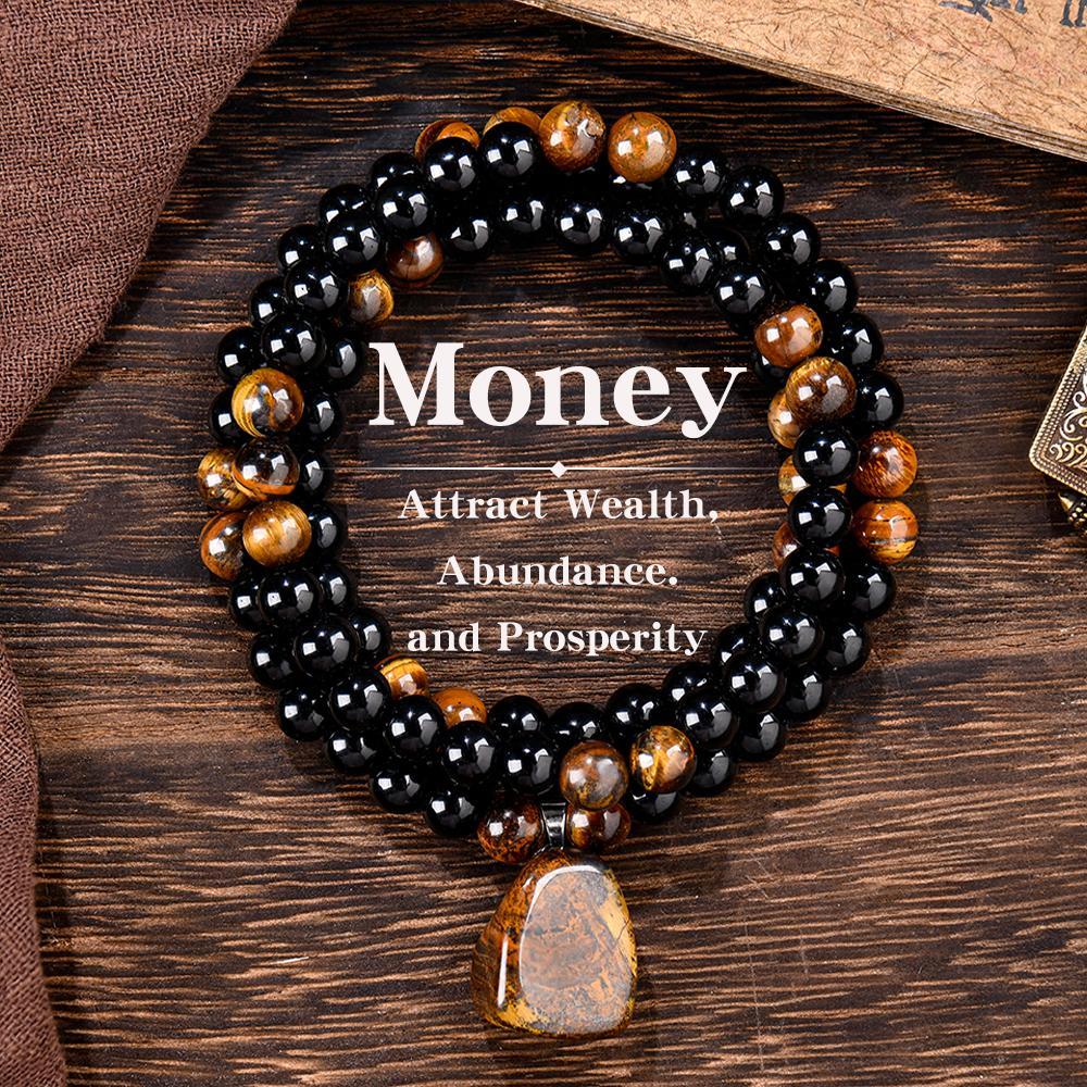 ARPURRAINA Money Attraction Necklace with Tiger Eye Pendant Healing Crystal Stone ,Obsidian,Anniversary, Vacation &Theme Parties Jewelry Charms Abundance Crystal bracelet,Long Chain,Sweater chain,Ideal Gift Jewelry for Men and Women