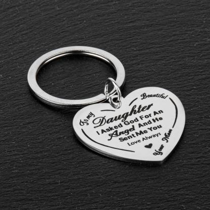 2 pcs Stainless Steel Keychain Key Rings With 'To My Daughter', Perfect Gift For New Year, Christmas Gift, Perfect Gift For Loved Ones Charm Blessing Angel