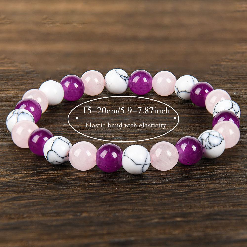 Sleep Aid Handmade White Turquoise And Crystal Bead Bracelet, Perfect Gift For Men And Women, Elastic Bracelet, Send Friends And Relatives, Brings Serenity & Luck - Infused With Prosperity Energy