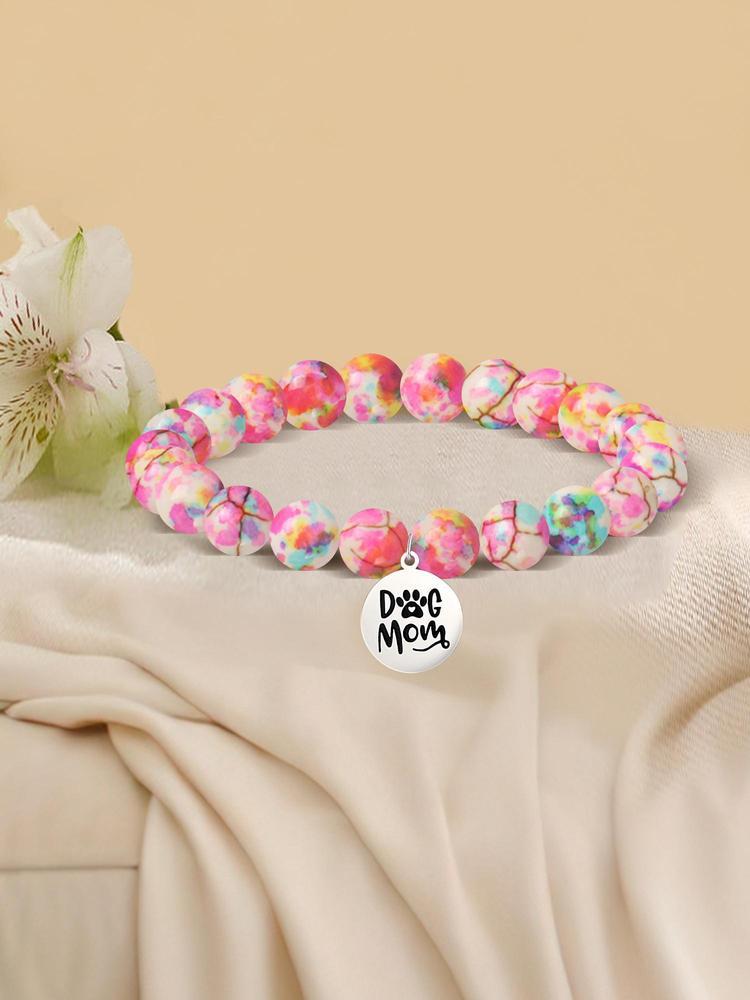 1PC Dog Mom Gift for Women, Exquisite Dog Mother Pendant Bracelet & Blessing Card Gift for Dog Lovers and Daughter, Adorable Engraving Perfect Gift for Dog Lovers, Christmas, Mother's Day Birthday Ideal Perfect Gifts