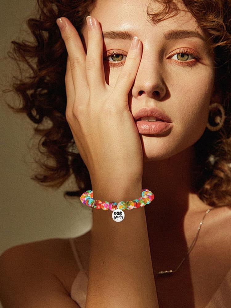 1PC Dog Mom Gift for Women, Exquisite Dog Mother Pendant Bracelet & Blessing Card Gift for Dog Lovers and Daughter, Adorable Engraving Perfect Gift for Dog Lovers, Christmas, Mother's Day Birthday Ideal Perfect Gifts