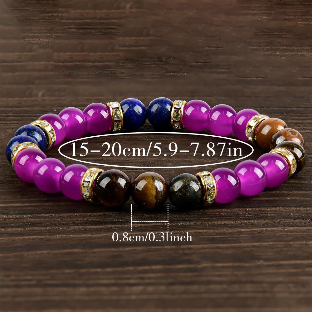 ARPURRAINA Lapis Lazuli & Tiger's Eye Elastic Bracelets for Men & Women Relieve Insomnia Aid Sleep Infuse Prosperity Energy Bring Peace Luck Perfect Gifts Crystal Bracelet