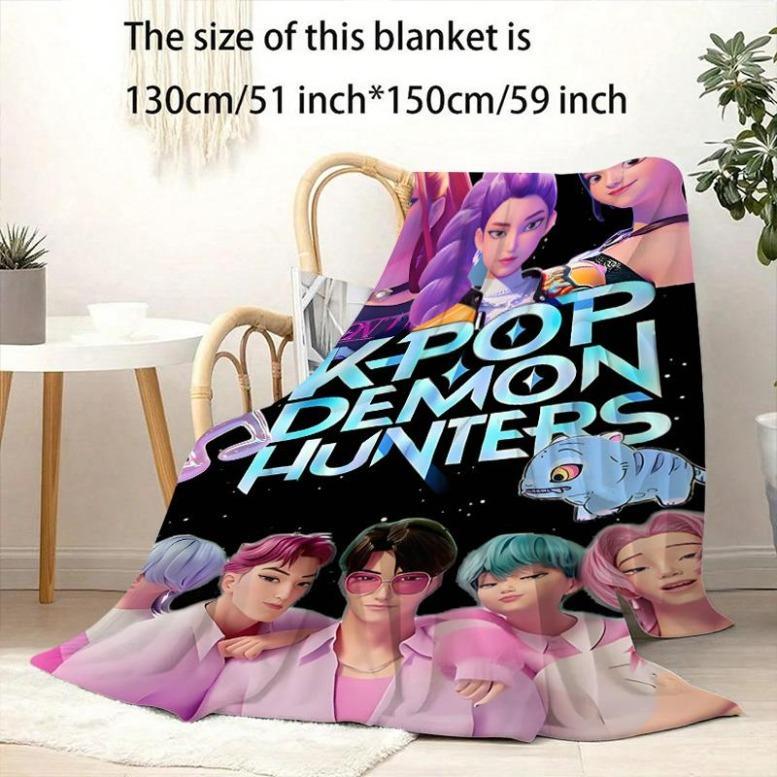 Cartoon Anime Character Blanket, Home Decor Throw, Office Nap Blanket, Sofa Blanket, Best Gift For Friends And Family,Zoey,Mira,Rumi,Huntrix,Sajaboys,Gift For Kids, Gift For Men & Women, K-POP Demon Hunters Merch